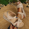 Women's Fish Mouth Open Toe Comfortable Vintage Wedge Heel Sandals Zpaxo Khaki 37