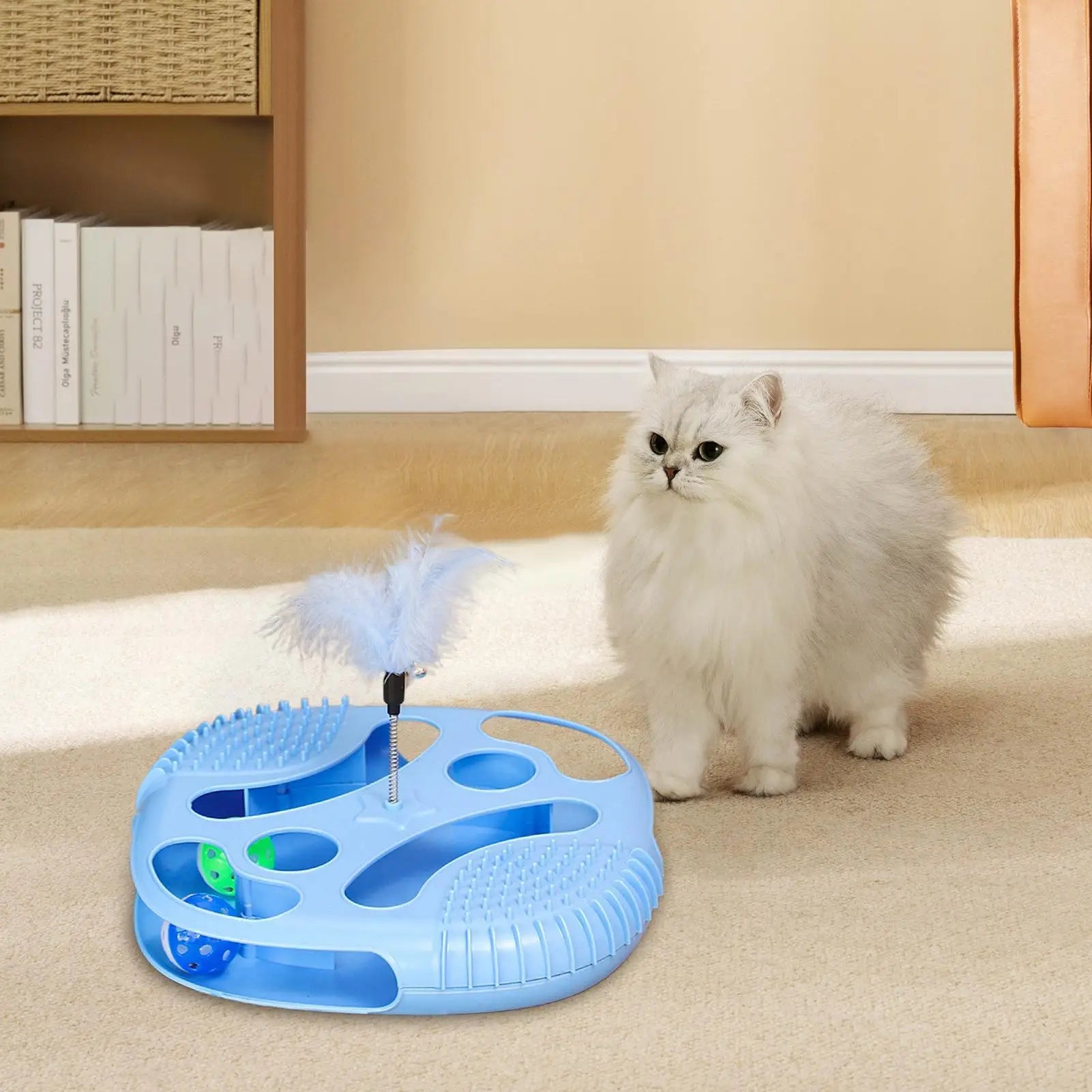 Cat Toy Ball Track Cat Track Ball Toy With Feathers Interactive Kitten Game For Home Boredom Relief Exercise Entertainment Zpaxo