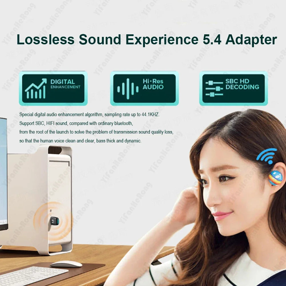 Music Audio Receiver Transmitter USB Adapter Bluetooth-compatible 5.4 Dongle Adaptador for PC Wireless Mouse Keyborad Laptop Zpaxo