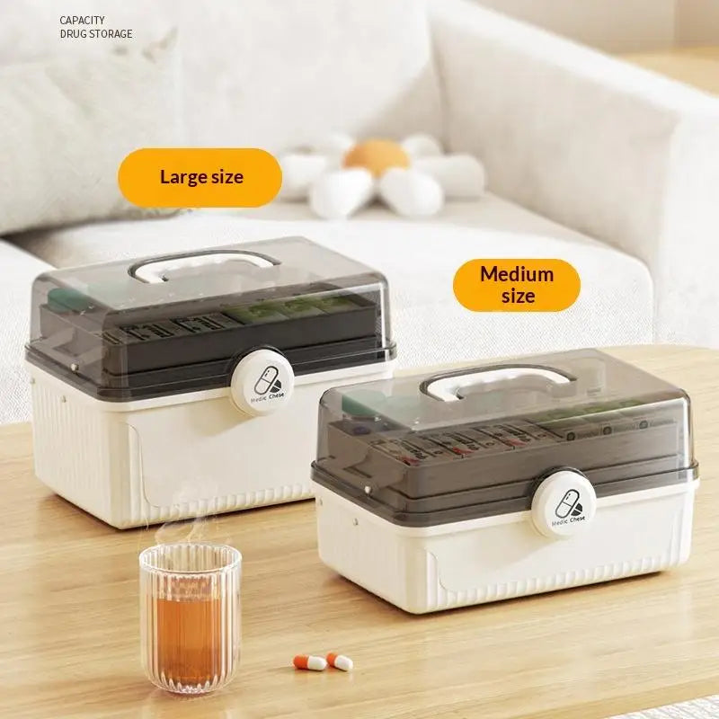 3-Tier Foldable Medicine Organizer Box | Portable First Aid Storage Medicine Storage Organizer Zpaxo