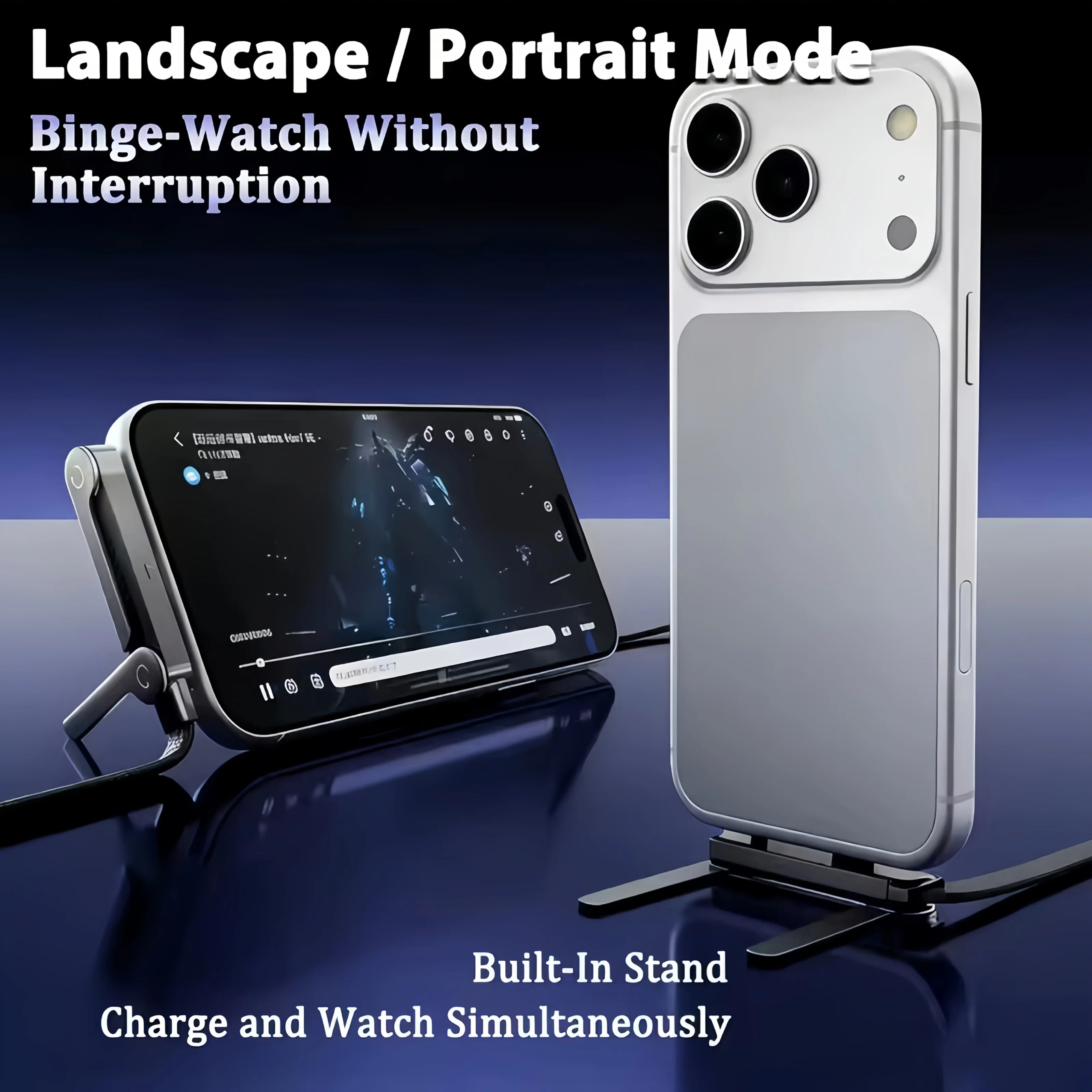 Foldable Charging Cable Integrated Stand Fast Phone Tablet 240W