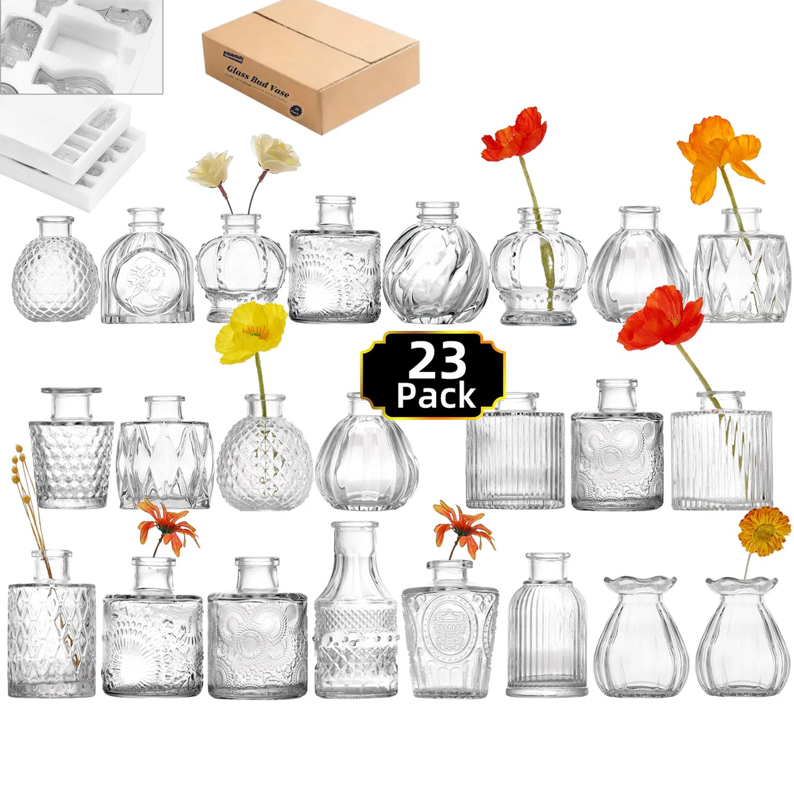 Glass Bud Vase Clear Decorative Vases Home Wedding Table Decorations
