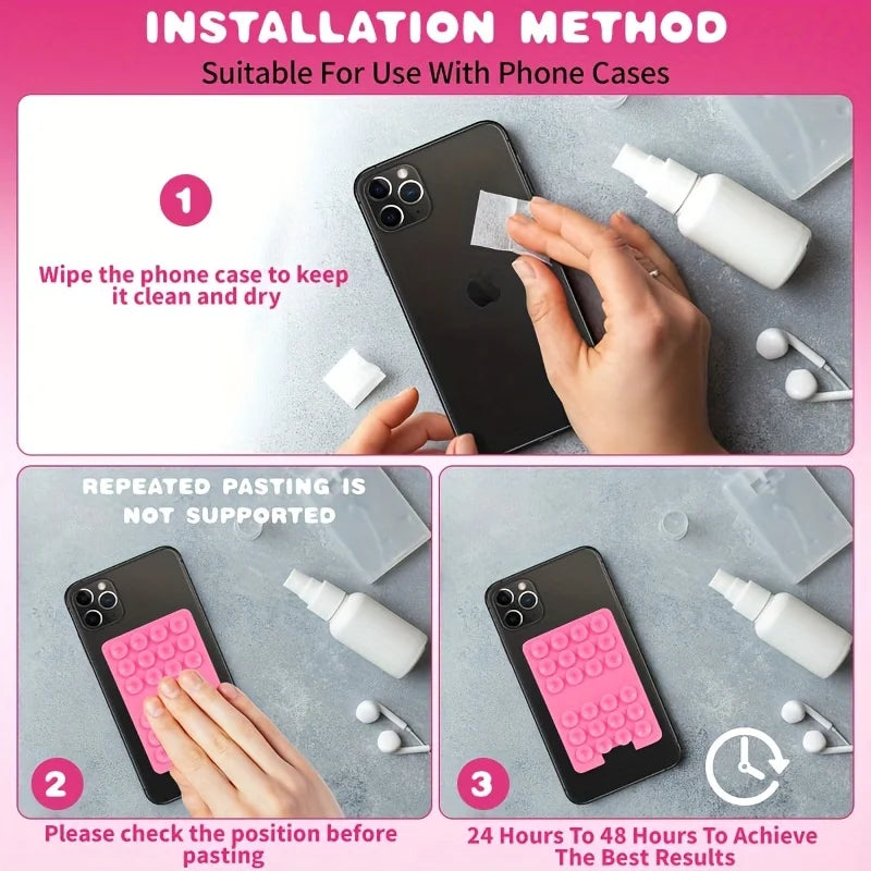 Silicone Suction Cup Phone Holder & Card Wallet | Selfie Grip