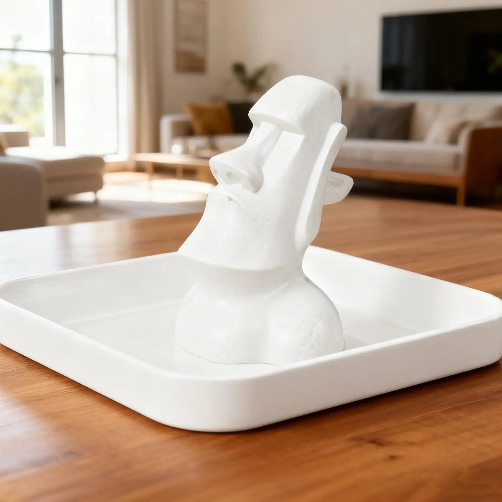 Eyeglass Holder Stand Easter Island Statue Storage Box Decorative