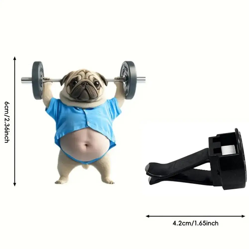 Car Vent Air Freshener Clips 2D Acrylic Weightlifting Dog Shape