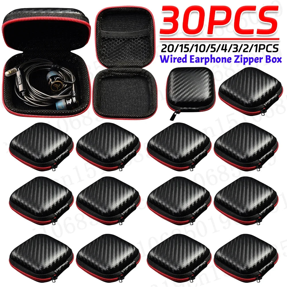 25-1PCS Earphone Storage Bag Data Cable Headset Box Portable Travel Earphones Storage Case Earphone Zipper Bag Accessories Zpaxo