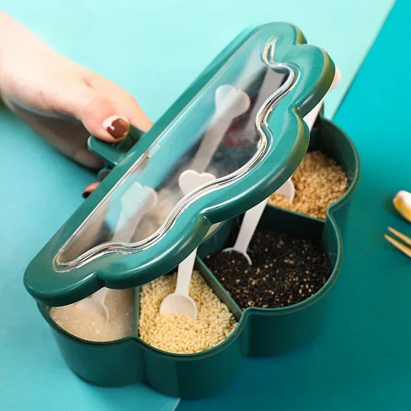 Kitchen 6-in-1 Seasoning Box Set Pepper Sugar Bowl Salt Spices Stirring Storage Jars Gadget Accessories Condiment Container Jar Zpaxo