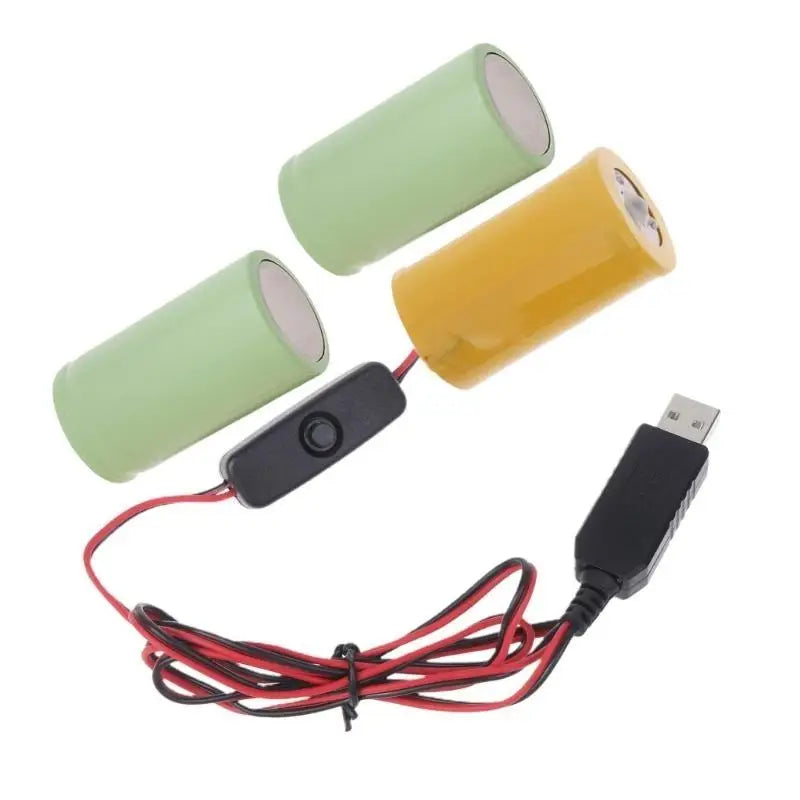 652F USB to LR20 D Dummy Battery Eliminators with Switches Repalce 1-4pcs D Batteries Zpaxo