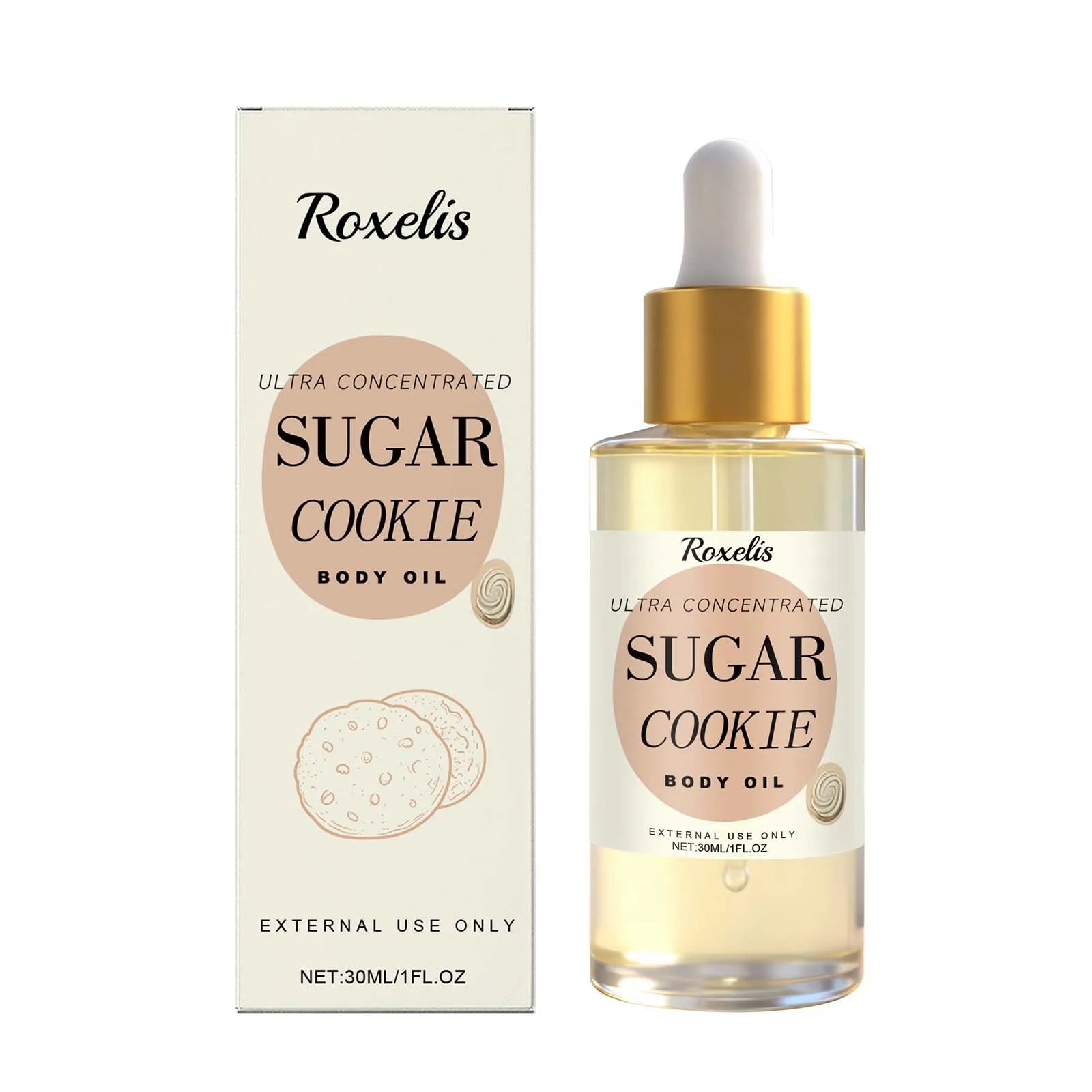 Hoygi Sugar Cookie Body Oil – Moisturizing Fragrance Oil 30ml Fragrance Body Oil Zpaxo 30ml Boxed