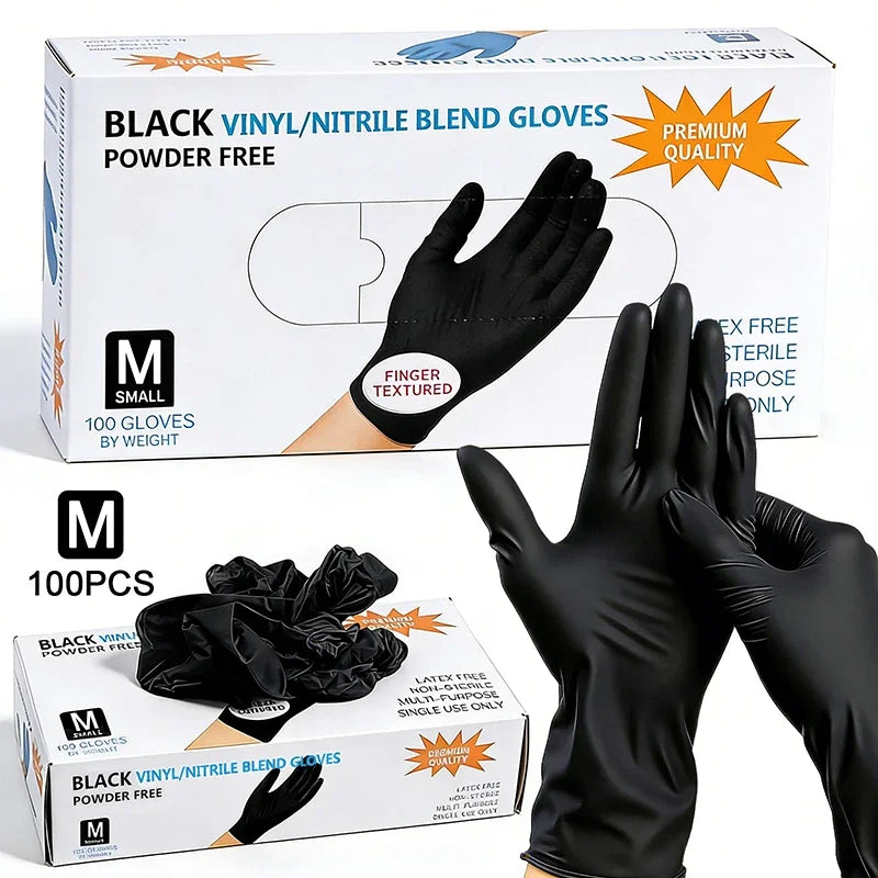 Disposable Nitrile Gloves Food Contact Thick Durable Suitable Strong Zpaxo M Black