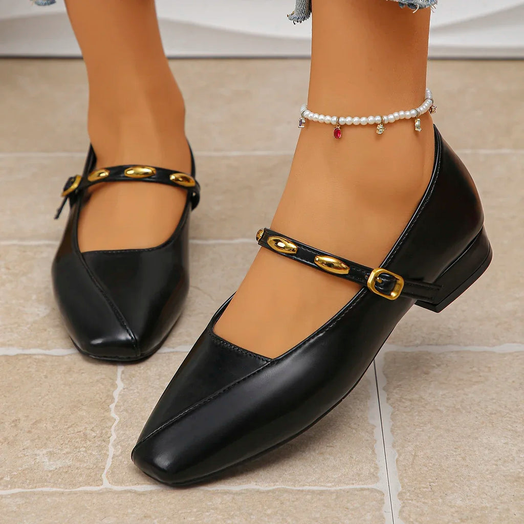 Women Flats 2025 Mary Jane Shoes for Women Fashion Medium Heeled Women Single Shoes Comfortable Ballet Loafers Zapatos De Mujer Zpaxo