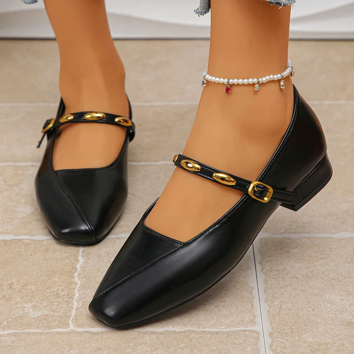 Women Flats 2025 Mary Jane Shoes for Women Fashion Medium Heeled Women Single Shoes Comfortable Ballet Loafers Zapatos De Mujer Zpaxo
