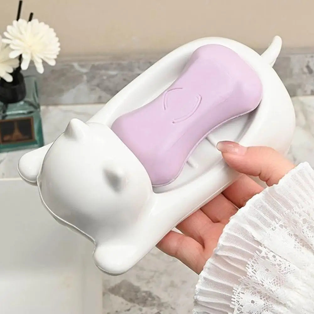 Cat Shaped Soap Dish | Plastic Draining Holder for Bathroom Soap Dish Zpaxo