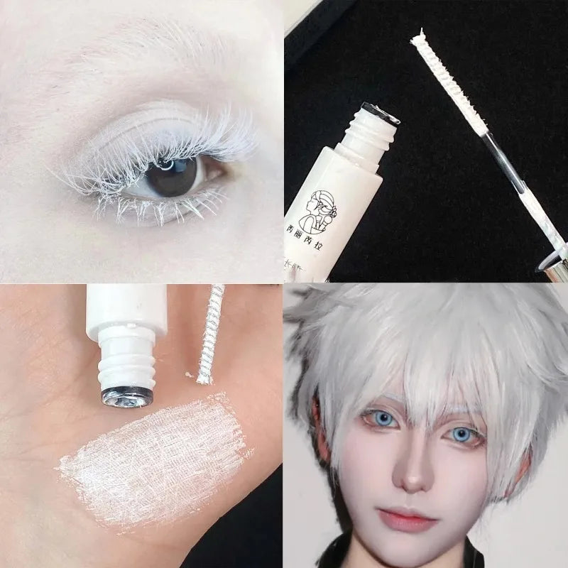 White Mascara Waterproof Long-wearing Fast Drying Curling Volume Eyelashes Extension Eyebrow Dye Tint Christmas Stage Makeup COS Zpaxo