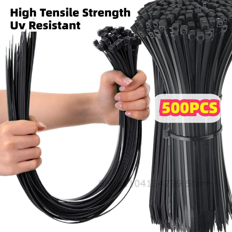 Black Cable Ties Nylon Adjustable Self-locking Fastening Rings Zip Tie Cable Wires Fixing Ties for Home Offices Industrial Zpaxo