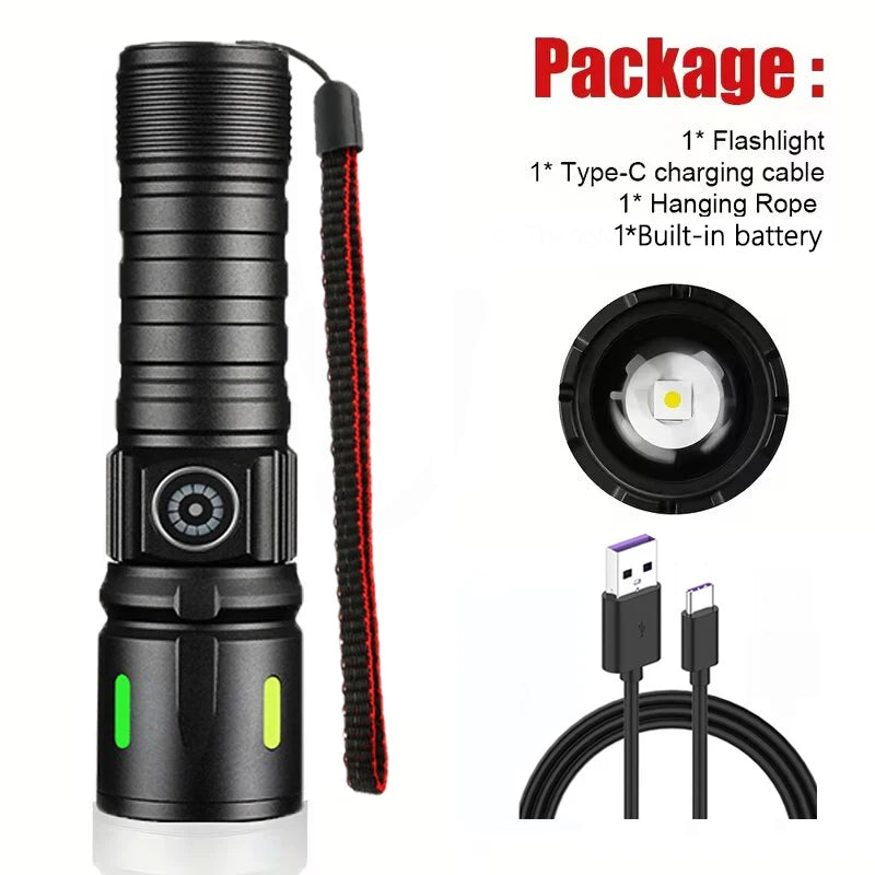 Mikenoon Rechargeable LED Zoom Flashlight | 500m Camping Torch LED Zoom Flashlight Zpaxo With battery