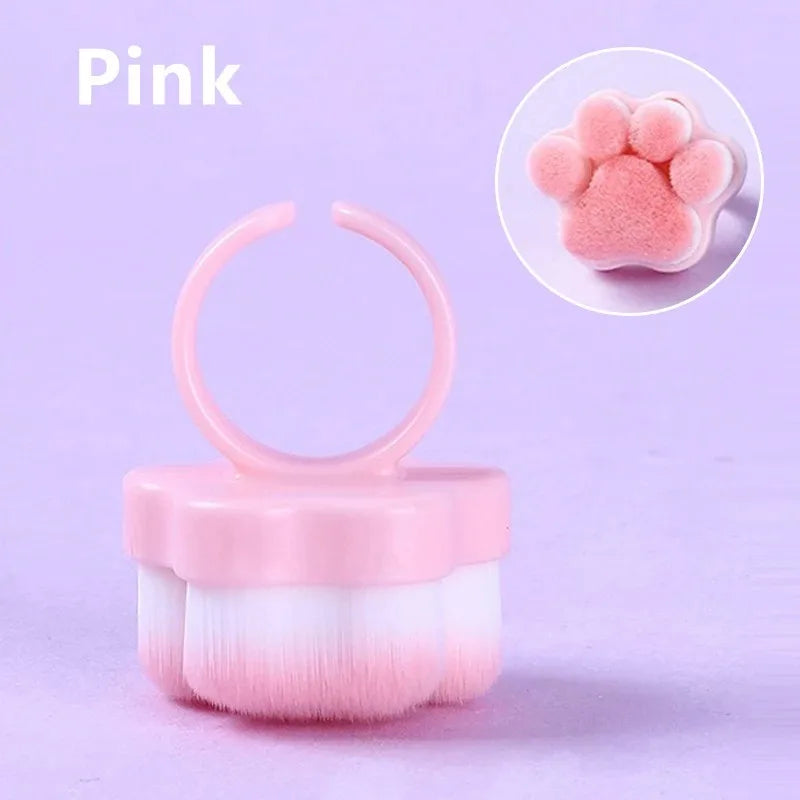 1- Cat's Paw Manicure Dust Clean Brush Finger Ring Duster Soft Hair Zpaxo 1PC Pink