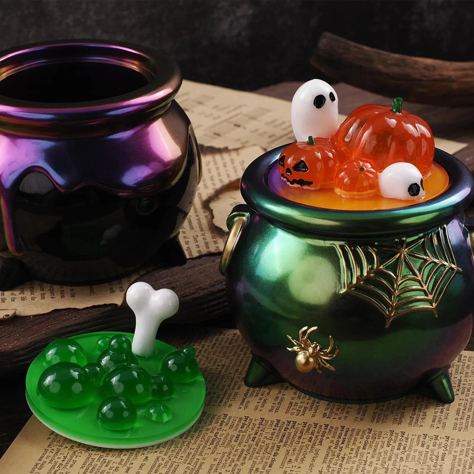 Halloween Cauldron Container DIY Epoxy Resin Mold Plaster Storage Box