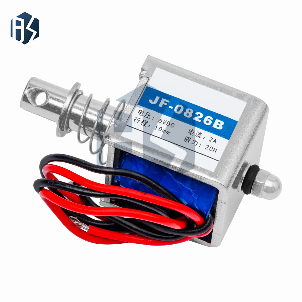 JF-0826B Open Frame Push-Pull Solenoid – 10mm Stroke 20N Force, 6V/12V/24V DC Multi-Voltage for Industrial Applications Zpaxo