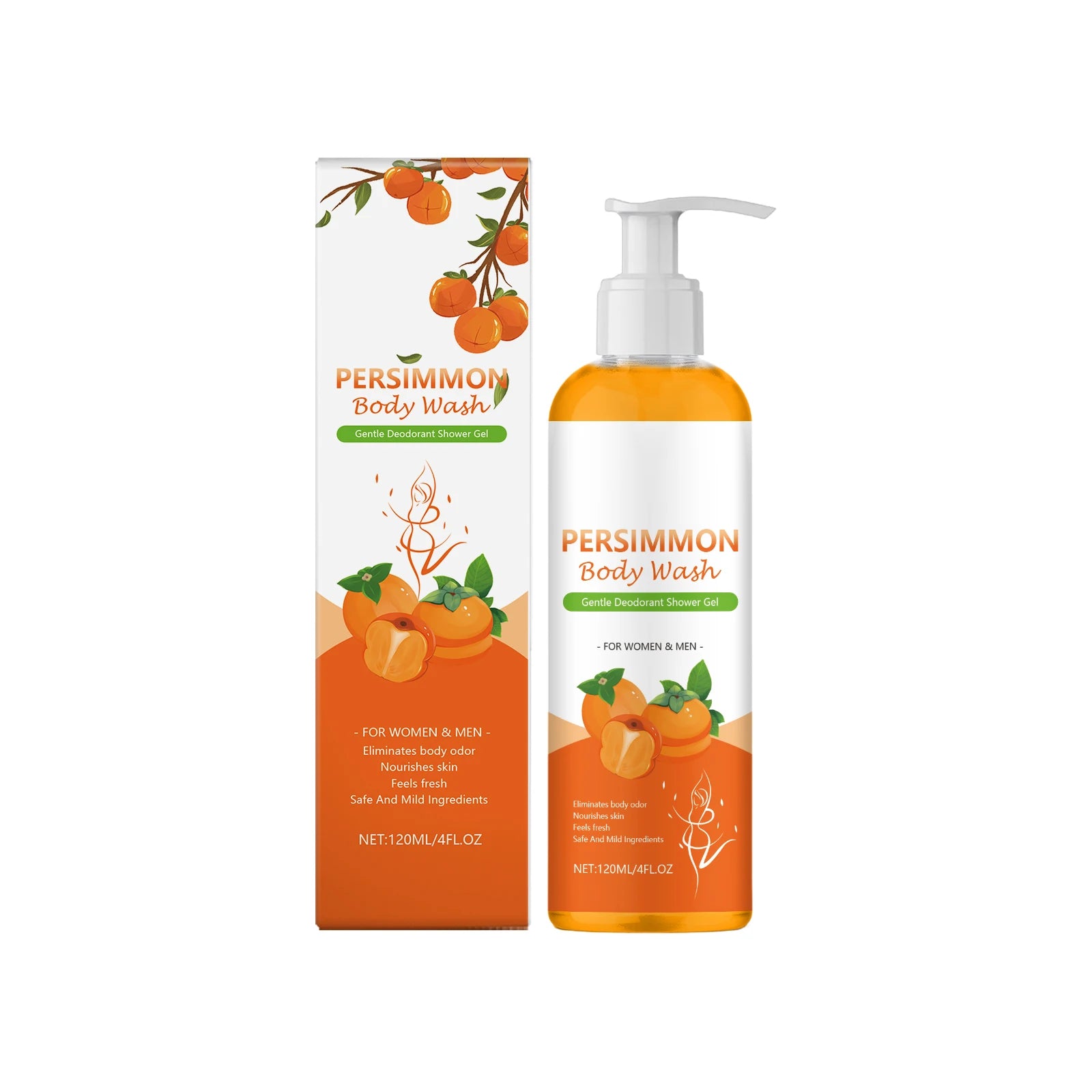 Persimmon Nourish Body Wash – Exfoliating Hydrating Shower Gel Exfoliating Shower Gel Zpaxo 120ml 120ml