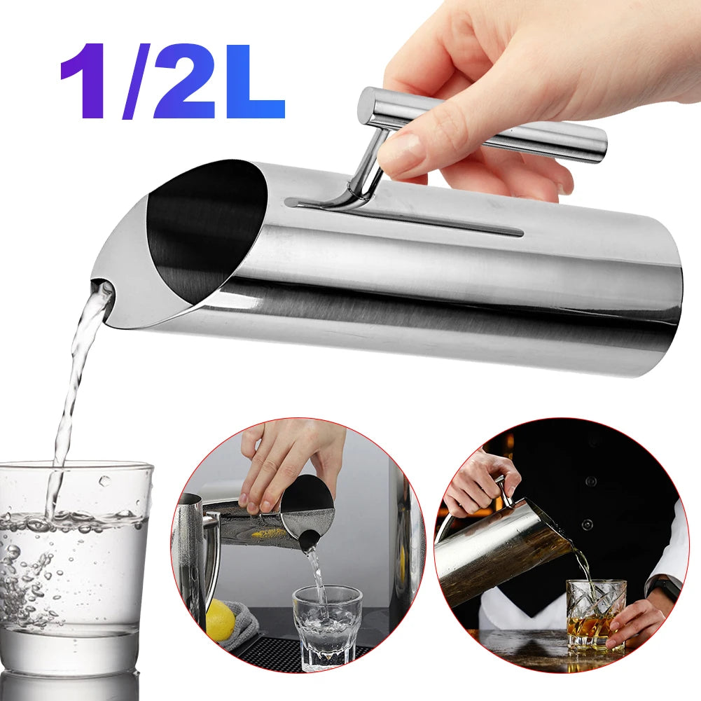 1/2L Stainless Steel Pitcher Pot for Bar Hotel KTV Restaurant Kitchen Ice Cold Freeze Water Wine Juice Water Jug Zpaxo