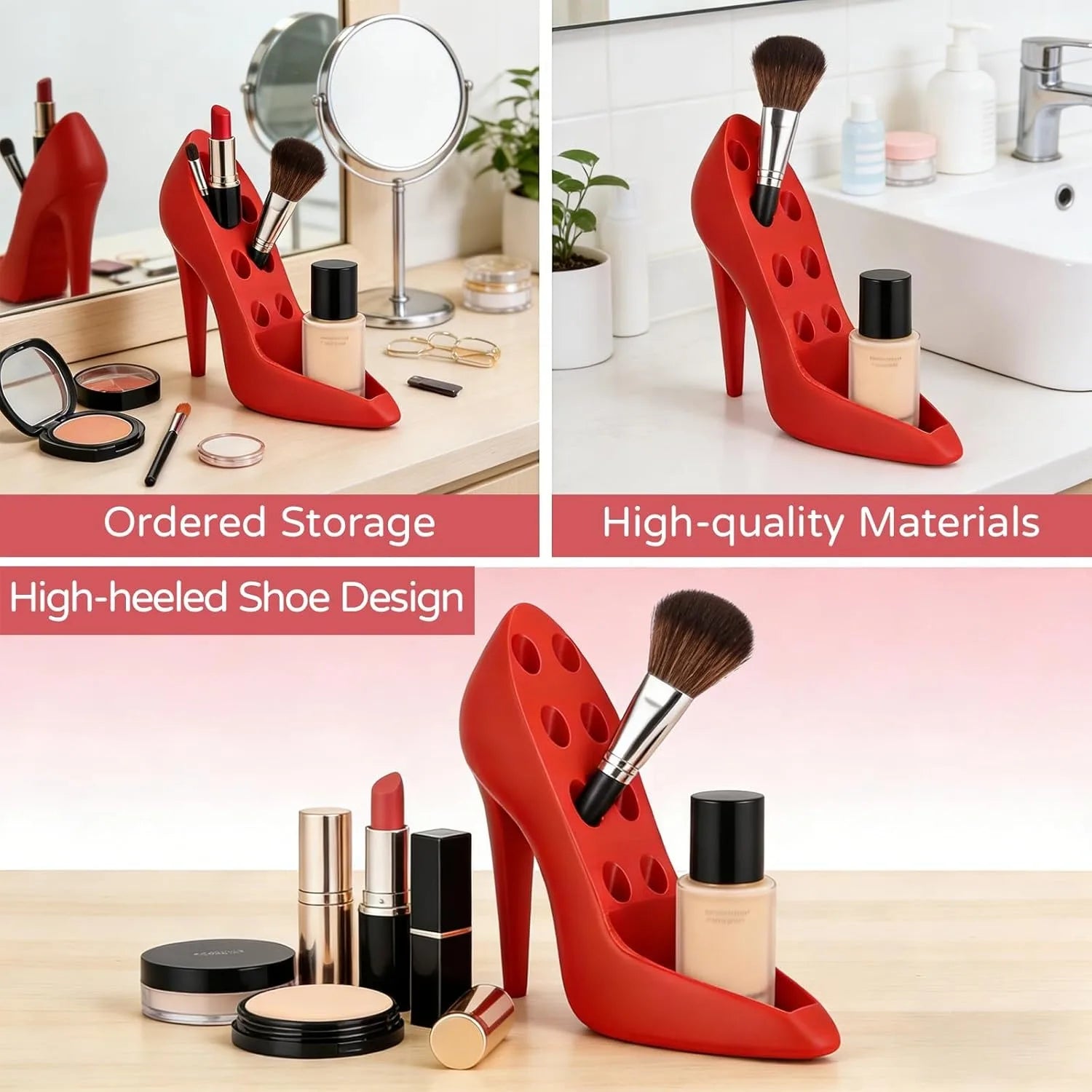 3D Printed Heel Shaped Makeup Brush Holder Beauty Tool Organizer