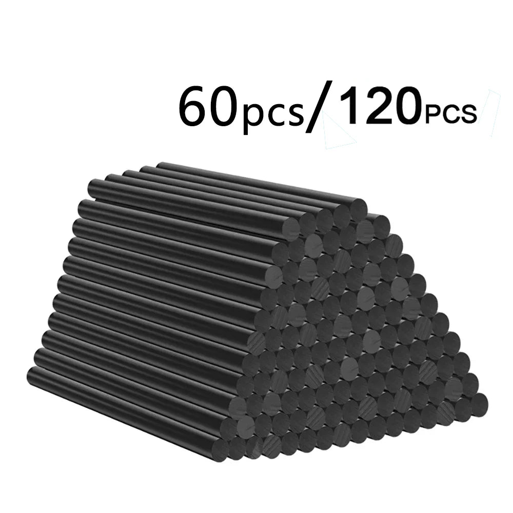 T TOVIA 60pcs/120pcs Black Hot Melt Glue Sticks for Hot Melt Glue Gun Craft Album Alloy Accessories Repair Tools Zpaxo 100mm 120pcs