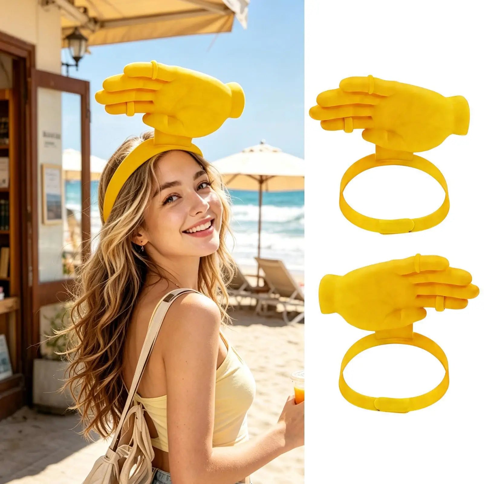 Novelty Hand Palm Sun Visor Hat Funny Elastic Headband Outdoor Caps