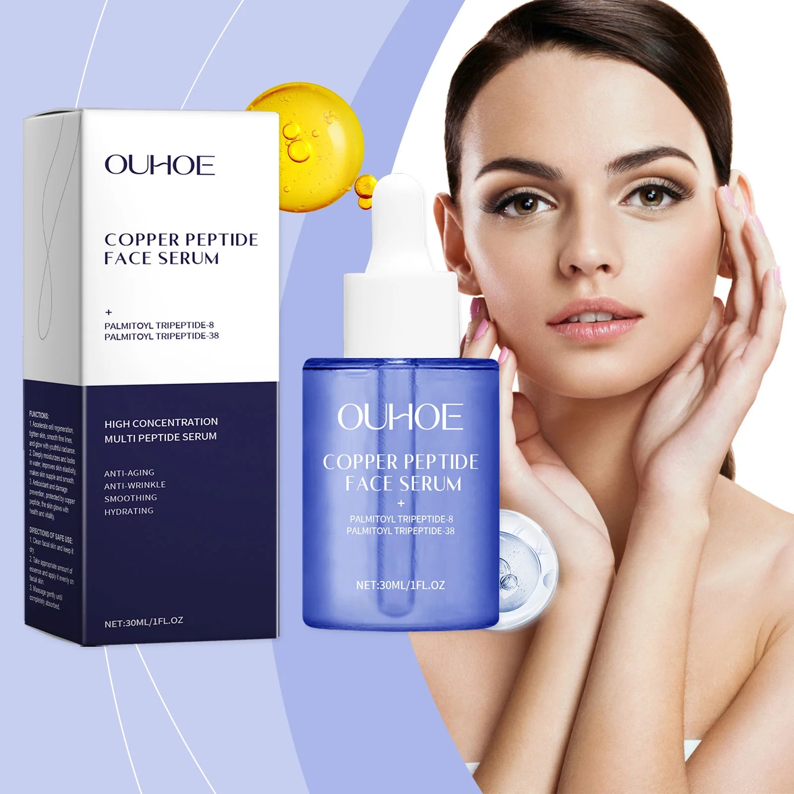 Copper Peptide Facial Serum Firming Skin Lighten Fine Lines Hydrating Moisturizing Smooth Facial Skin Brightening Care Serum Zpaxo
