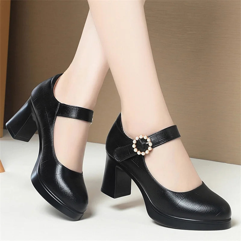 CINESSD Heel Office Shoes Elegant Middle Ladies Work Profession Women Zpaxo