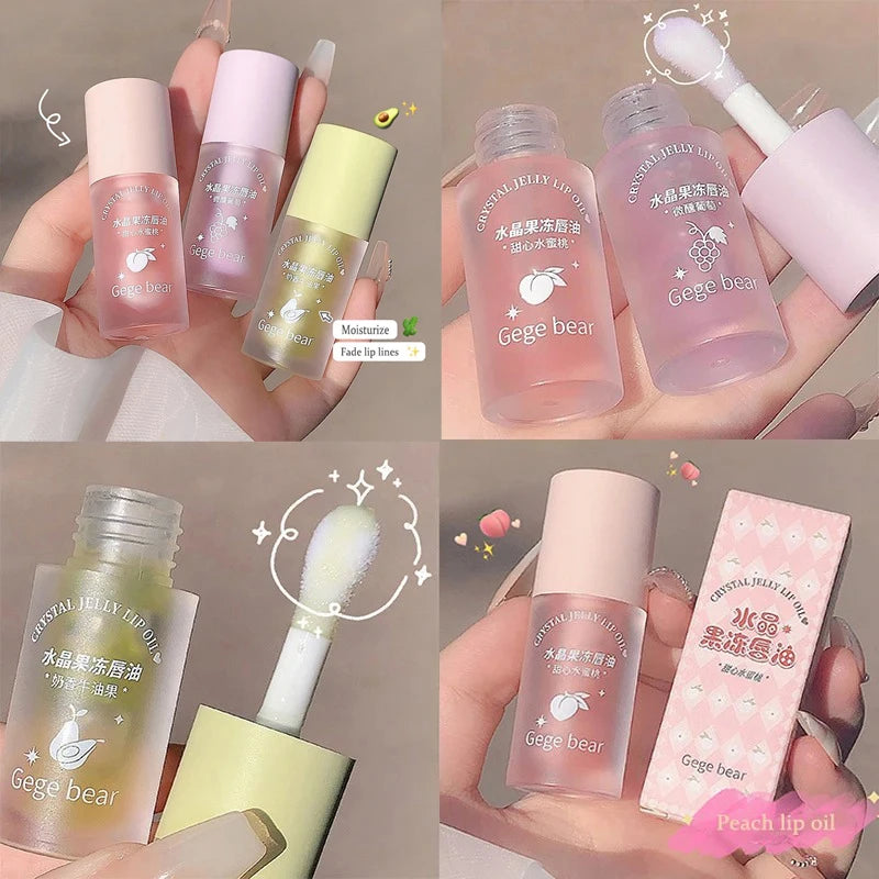 Crystal Jelly Fruit Lip Oil Hydrating Plumping Peach Grape Clear