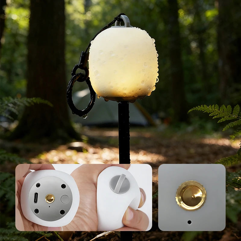 Portable Camping Lantern Rechargeable LED Picnic Lamp MINI Egg-Shaped Squeeze Silicone Light for Outdoor Cozy Ambience Zpaxo
