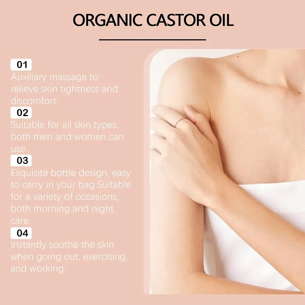 Castor Oil Roll-On Moisturizing Brightening Skin Care Essence Skin Care Oil Roller Zpaxo