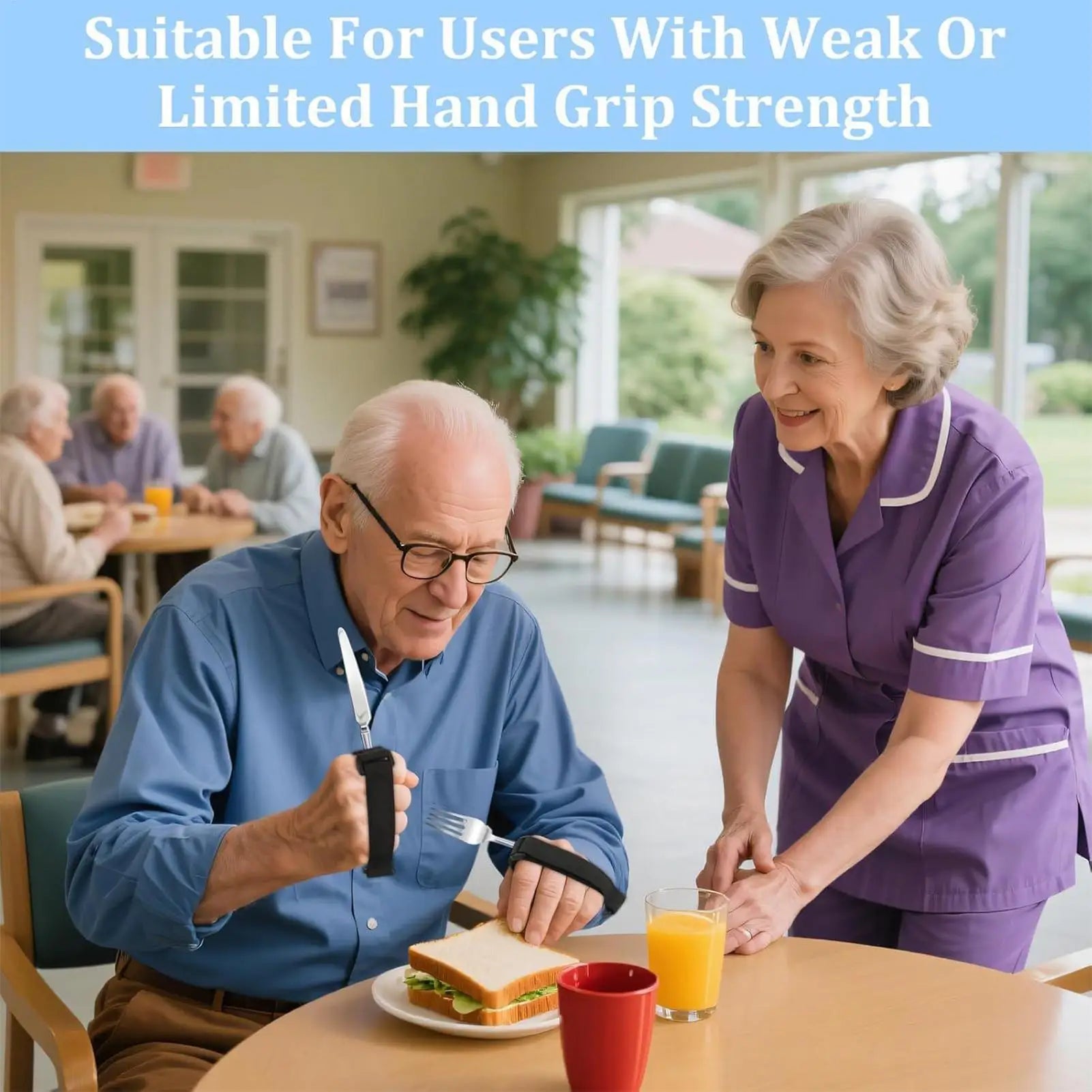 Universal Cuff Utensil Holder Adaptive Eating Aid Strap Hand Grip