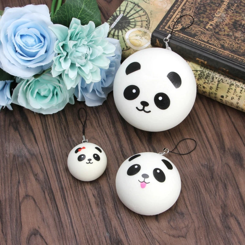Y1UB Cute Panda Squishy Steamed Bun Bag Phone Pendant Lanyard
