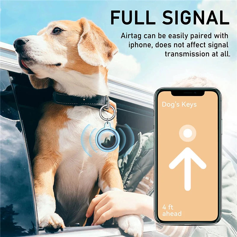 Waterproof Anti-lost Transparent TPU Case Keychain Apple Airtag Dog