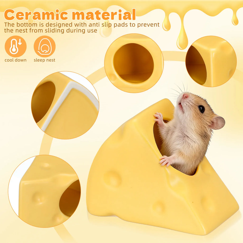 Ceramic Hamster Nest Cheese Cooling Small Pet Hideout Rat Guinea Pig