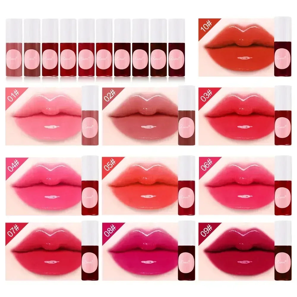 Mini 10 Colors Liquid Lip Gloss Waterproof Non-stick Long Lasting Sexy Red Mirror Glass Moisturize Lipstick Water Rouge Makeup Zpaxo