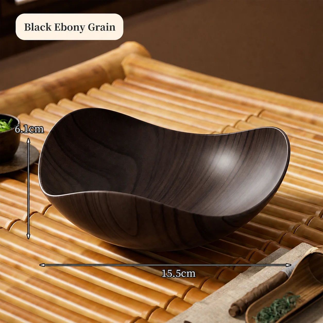 Triangular Wood Grain Fruit Bowl – Retro Snack Serving Platter