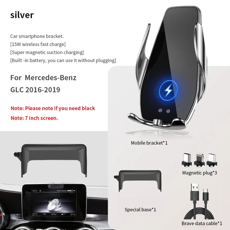 Car Phone Holder For Mercedes-Benz C/GLC/ V-Class 2015-2023 screen navigation bracket magnetic new energy wireless charging rack Zpaxo for benz GLC 16-19