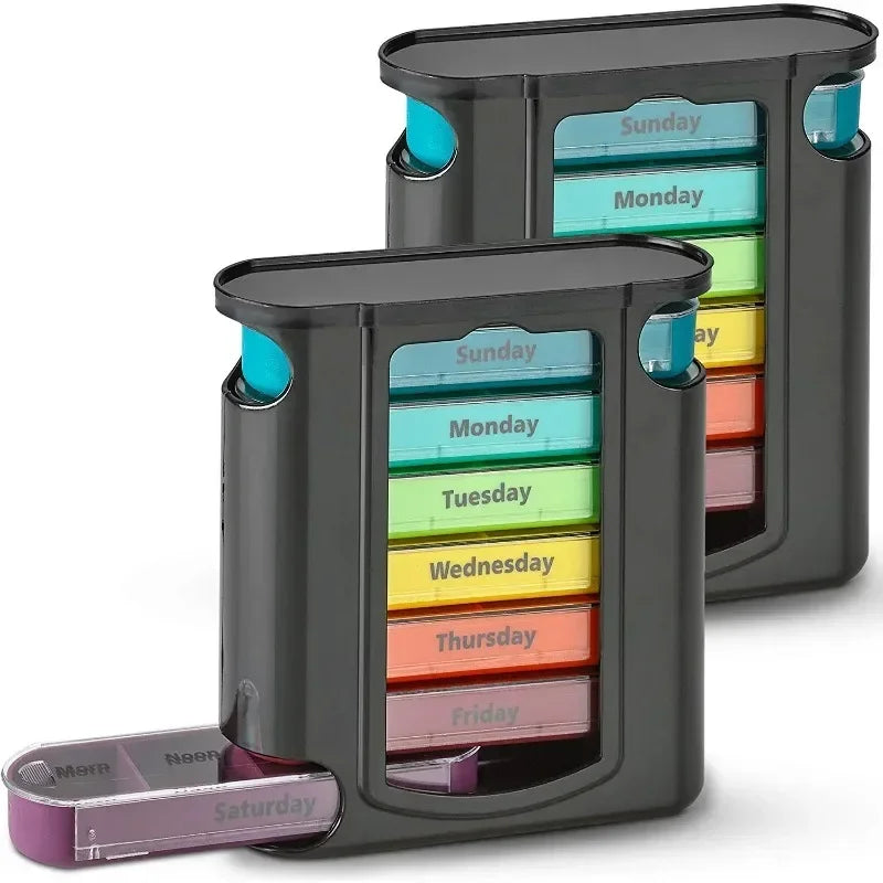 Portable 7 Days Medicine Medical Pill Box 28 Grids Weekly Case