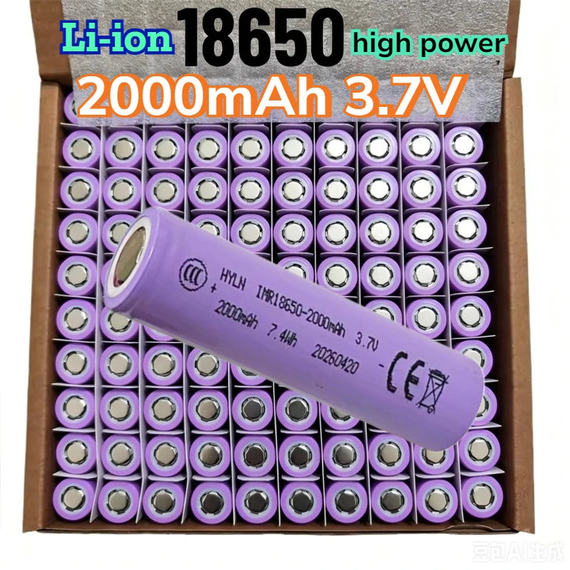 2026 New 18650 Battery 3.7V 2000mAh Li-ion Rechargeable Battery Is Suitable for Toys, Flashlights, Tool Batteries, Etc. Zpaxo