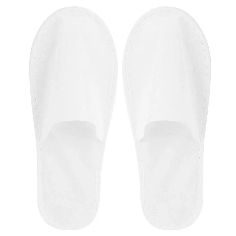 White Disposable Non-Woven Slippers – 10/30/50 Pack Unisex