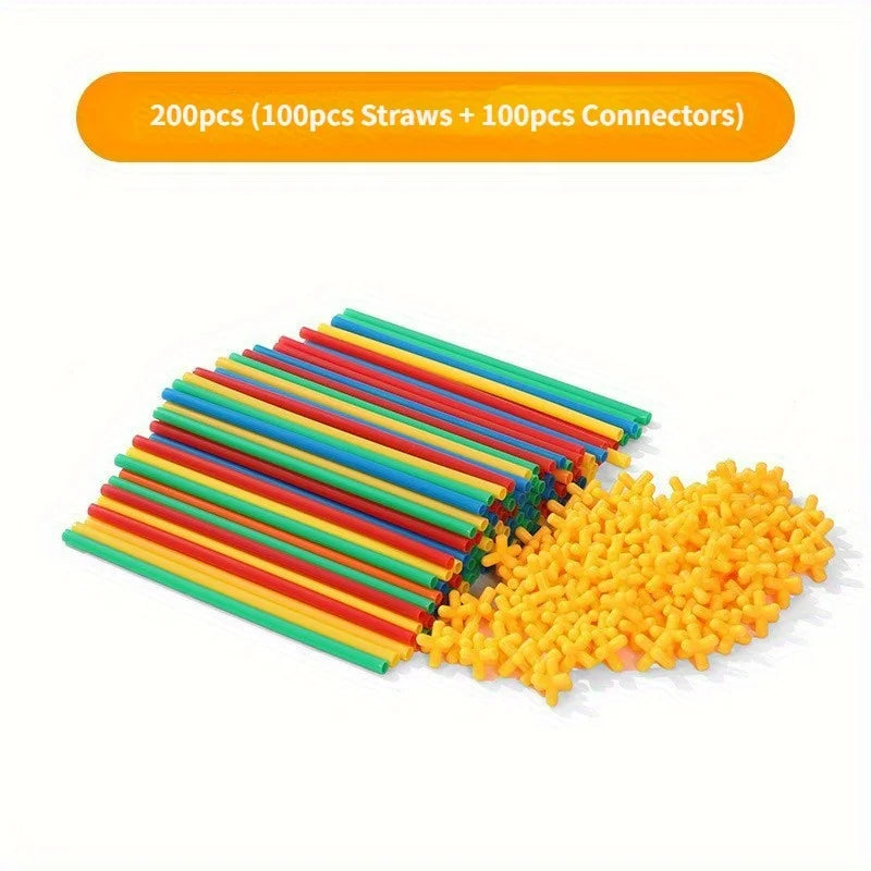 Building Toys Made Straw Interlocking Plastic Engineering Blocks Zpaxo 200pcs