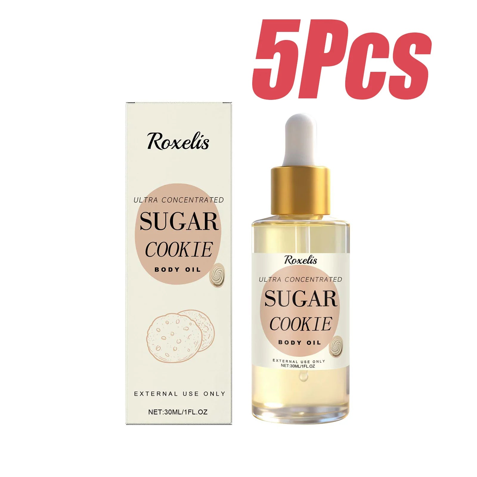 Hoygi Sugar Cookie Body Oil – Moisturizing Fragrance Oil 30ml Fragrance Body Oil Zpaxo 5 x 30ml Boxed