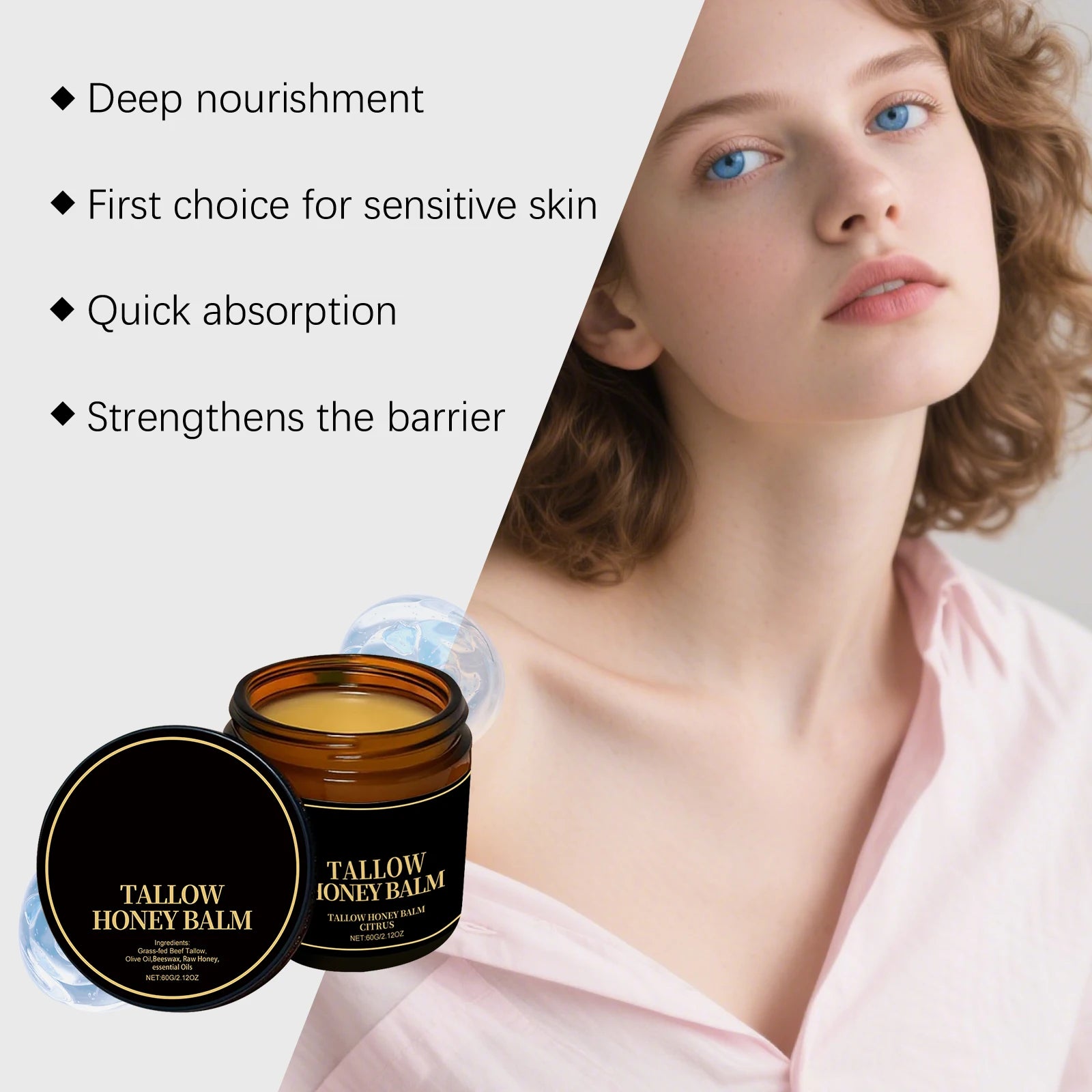 Tallow Nourishing Body Cream – Hydration & Barrier Repair 60g Body Moisturizer Cream Zpaxo
