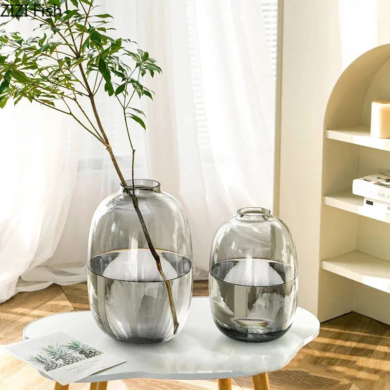 Transparent Glass Vase Office Decor Large Capacity Hydroponic Flower