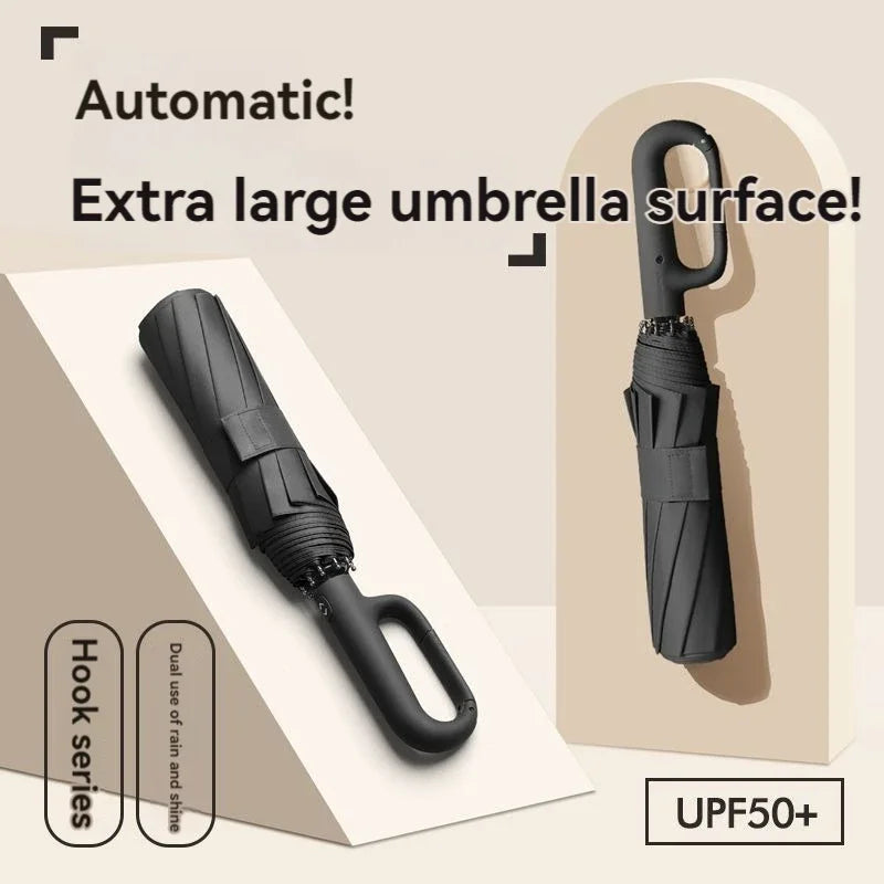 Fully Automatic Umbrella for Men And Women with Ring Buckle Design Large Rib Strong Sunshade Double Umbrella Folding Compact Zpaxo