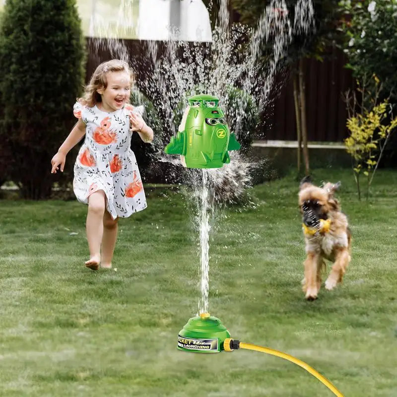Space Rocket Sprinkler Cute Yard Outside 360 Rotating Shape Zpaxo