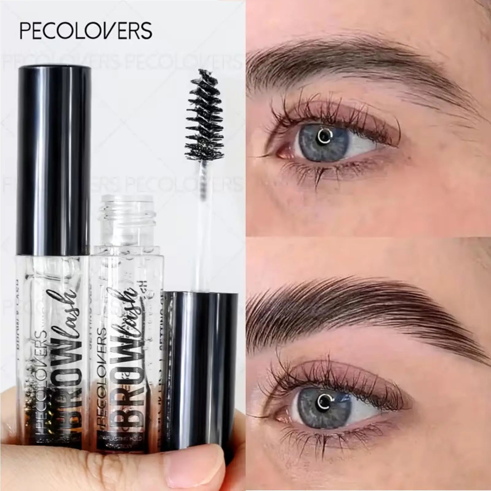 2PCS 3D Wild Brow Styling Gel - Waterproof, Sweatproof, Quick-Dry Eyebrow Shaping Adhesive with Applicator Brush Zpaxo